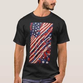 抽象芸術アメリカ国旗:ダイナミックな愛国心コレクション Tシャツ