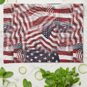 抽象芸術アメリカ赤白青国旗のモチーフ キッチンタオル (折り畳み)