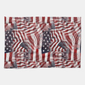 抽象芸術アメリカ赤白青国旗のモチーフ キッチンタオル (横)