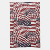 抽象芸術アメリカ赤白青国旗のモチーフ キッチンタオル (縦)