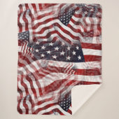 抽象芸術アメリカ赤白青国旗のモチーフ シェルパブランケット (正面)