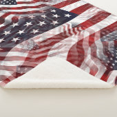 抽象芸術アメリカ赤白青国旗のモチーフ シェルパブランケット (3/4)