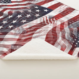 抽象芸術アメリカ赤白青国旗のモチーフ シェルパブランケット