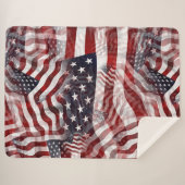 抽象芸術アメリカ赤白青国旗のモチーフ シェルパブランケット (正面(横))