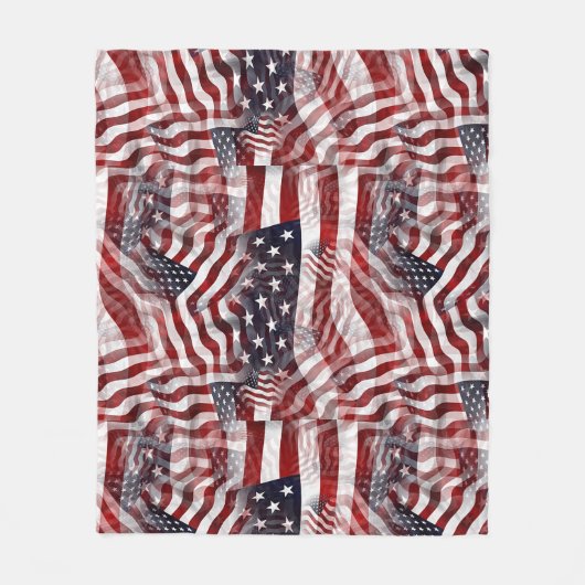 抽象芸術アメリカ赤白青国旗のモチーフ フリースブランケット (正面)