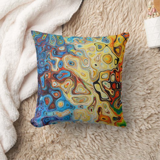 抽象芸術アモダンートイエローオレンジブルー クッション (ブランケット)