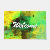抽象芸術アモダンートプロフェッショナルウェルカムグリーン ドアマット (正面)