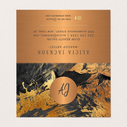 抽象芸術アモダンート絵画銅ブラックモノグラム 名刺 (外部フラット)