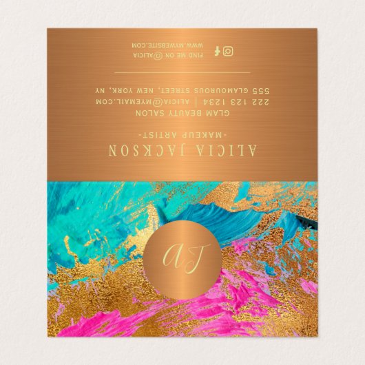 抽象芸術アモダンート絵画銅金ゴールドモノグラム 名刺 (外部フラット)