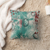 抽象芸術アモダンート装飾用クッションティール(緑がかった色)ブルガンディーレッド クッション (ブランケット)