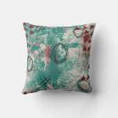 抽象芸術アモダンート装飾用クッションティール(緑がかった色)ブルガンディーレッド クッション (裏面)