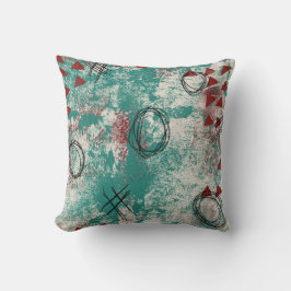 抽象芸術アモダンート装飾用クッションティール（緑がかった色）ブルガンディーレッド クッション