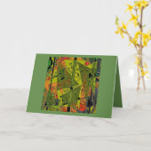 「抽象芸術アラモード」折り畳みグリーティ空白のングカード カード (黄色い花)