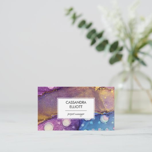 抽象芸術アルコカラフルールインキ液体芸術事業  名刺 (スタンド正面)