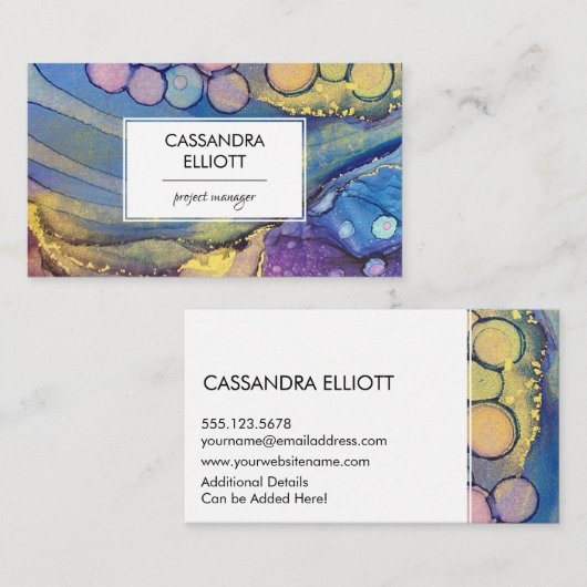 抽象芸術アルコカラフルールインク液体アート 名刺 (正面/裏面)