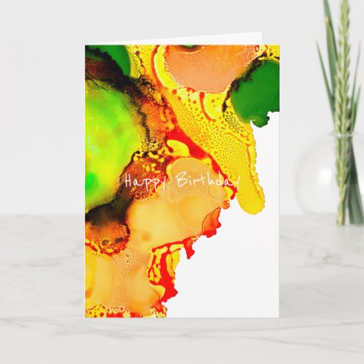 抽象芸術アルコールインクイエローグリーン カード (正面)