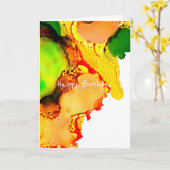 抽象芸術アルコールインクイエローグリーン カード (黄色い花)