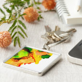 抽象芸術アルコールインクイエローグリーン キーホルダー (側面)