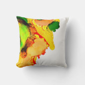 抽象芸術アルコールインクイエローグリーン クッション (正面)