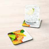 抽象芸術アルコールインクイエローグリーン コースター (右側)