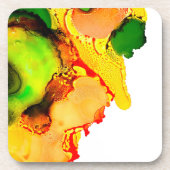 抽象芸術アルコールインクイエローグリーン コースター (正面)