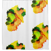 抽象芸術アルコールインクイエローグリーン シャワーカーテン (正面)