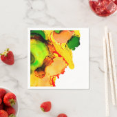 抽象芸術アルコールインクイエローグリーン スタンダードカクテルナプキン (インサイチュ)