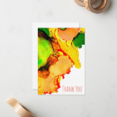 抽象芸術アルコールインクイエローグリーン ノートカード (正面/裏面インサイチュ)