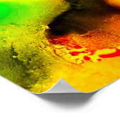 抽象芸術アルコールインクイエローグリーン ポスター (角)