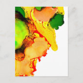抽象芸術アルコールインクイエローグリーン ポストカード (正面)