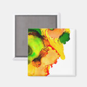 抽象芸術アルコールインクイエローグリーン マグネット (正面/裏面)