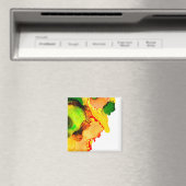 抽象芸術アルコールインクイエローグリーン マグネット (インサイチュ (食洗機))