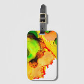 抽象芸術アルコールインクイエローグリーン ラゲッジタグ (正面縦)