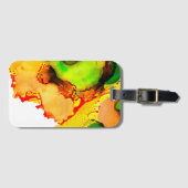 抽象芸術アルコールインクイエローグリーン ラゲッジタグ (正面横)