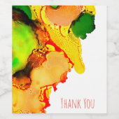 抽象芸術アルコールインクイエローグリーン ワインラベル (シングルラベル)