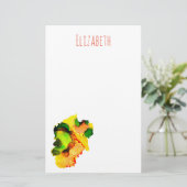 抽象芸術アルコールインクイエローグリーン 便箋 (スタンド正面)