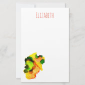 抽象芸術アルコールインクイエローグリーン 便箋 (正面)