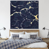 抽象芸術アルコールインクスタイルアートinダークブルーII キャンバスプリント (インサイチュ (寝室))