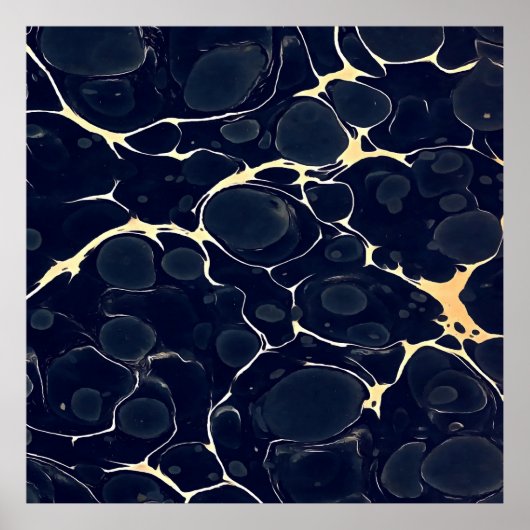 抽象芸術アルコールインクスタイルアートinダークブルーII ポスター (正面)