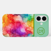 抽象芸術アルコールインクスタイルレインボーモノグラムの Case-Mate iPhoneケース (裏面 (横))