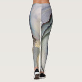 抽象芸術アルコールインクティール(緑がかった色)パープルグレー金ゴールド レギンス (裏面)