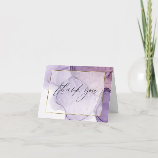抽象芸術アルコールインクバラ薄紫サンキューカード サンキューカード (正面)