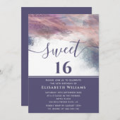 抽象芸術アルコールインクバラ金ゴールドモダンスクリプト 招待状 (正面/裏面)