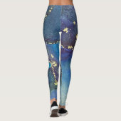 抽象芸術アルコールインクブルー金ゴールドアクアパープル レギンス (裏面)