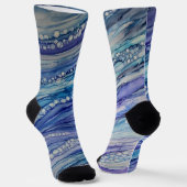 抽象芸術アルコールインクリキッドアートブルーパープル ソックス (傾斜あり)