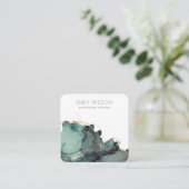 抽象芸術アルコールインク金ゴールドグリーンイヤリングディスプレイ スクエア名刺 (スタンド正面)