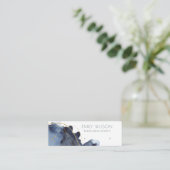 抽象芸術アルコールインク金ゴールドネイビーイヤリングディスプレイ スキニー名刺 (スタンド正面)