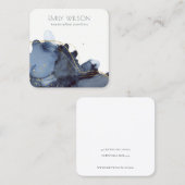 抽象芸術アルコールインク金ゴールドネイビーイヤリングディスプレイ スクエア名刺 (正面/裏面)