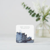 抽象芸術アルコールインク金ゴールドネイビーイヤリングディスプレイ スクエア名刺 (スタンド正面)