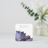 抽象芸術アルコールインク金ゴールドネイビーイヤリングディスプレイ スクエア名刺 (スタンド正面)